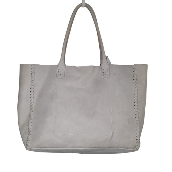 Vallimanca Tote handmade leather bag in light gray color - Picture 7 of 10